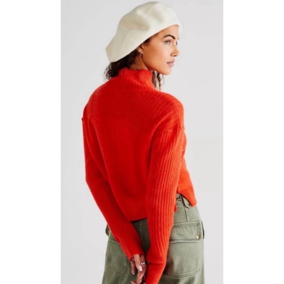 Free People Aubrey Cashmere Sweater Tomato XS - Picture 2 of 14